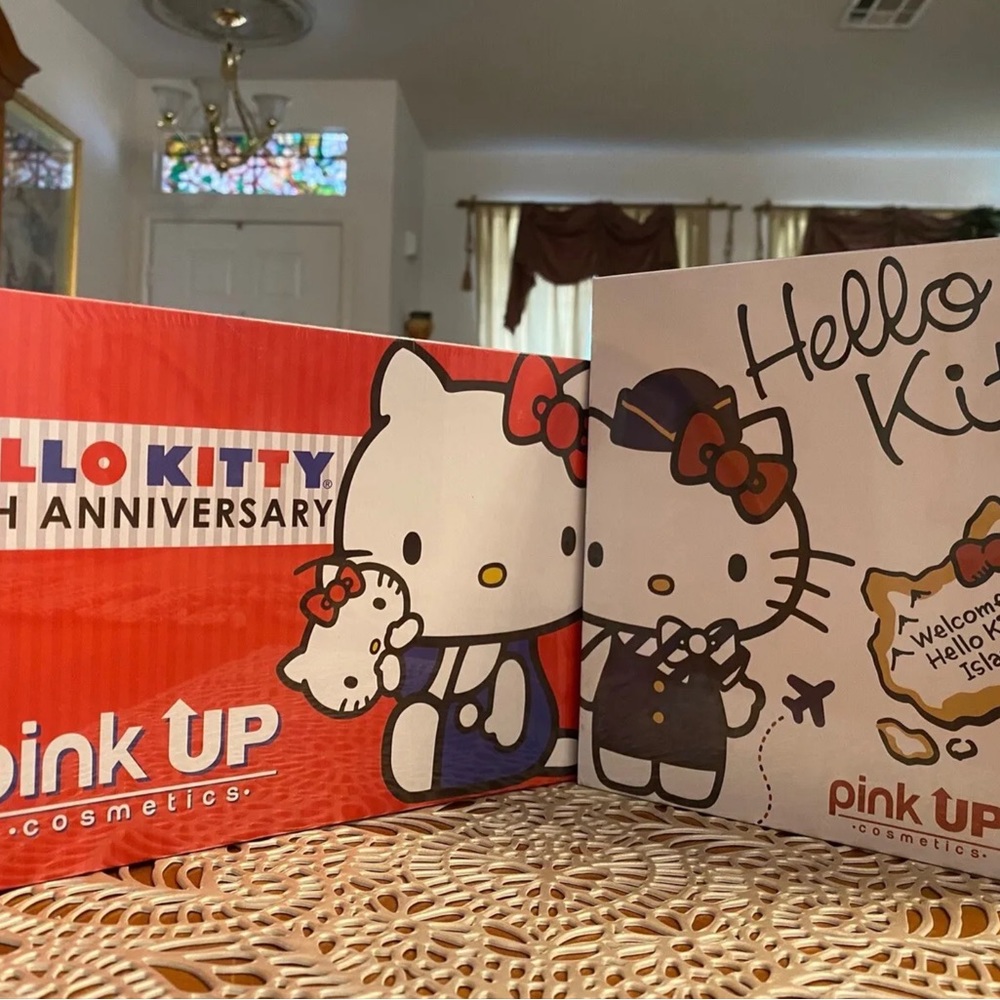 Lot Of 2 HELLO KITTY Palette Eyeshadow: Anniversary & Travel Make Up Pink Up NEW